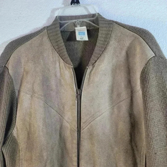 St Michael Jacket Brown Knit Vintage Knitted Full Zip Long Sleeve Sz M  40" Pit - Picture 3 of 8
